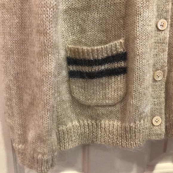 J Crew Mohair Wool Blend Cardigan Size M Collegiate 3 stripe - Picture 4 of 6